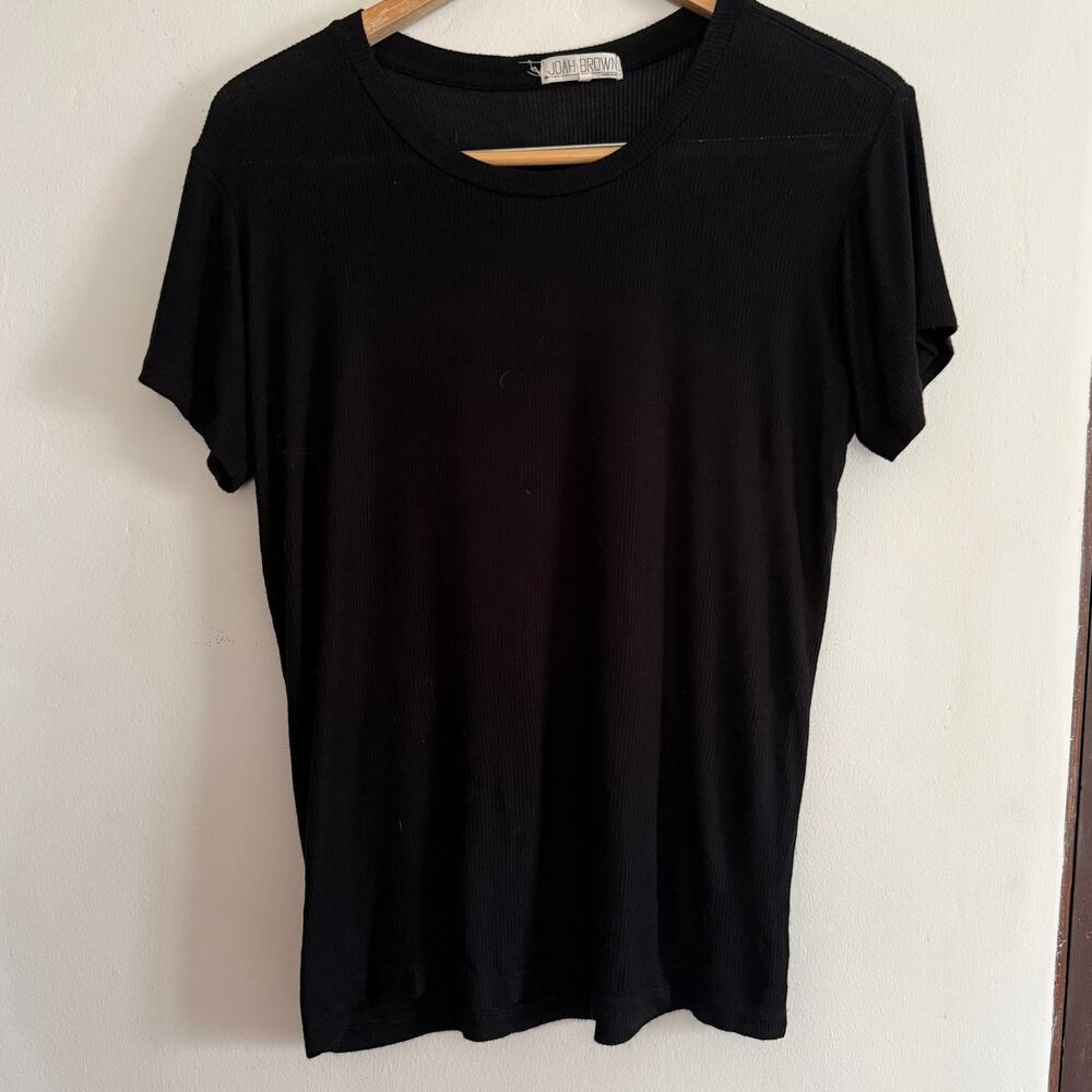 JOAH BROWN | Black Slouchy Rib Knit T Shirt One Size